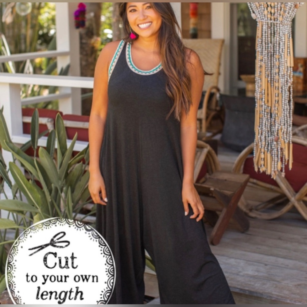 Natural Life Jumpsuit with Crochet Neckline
